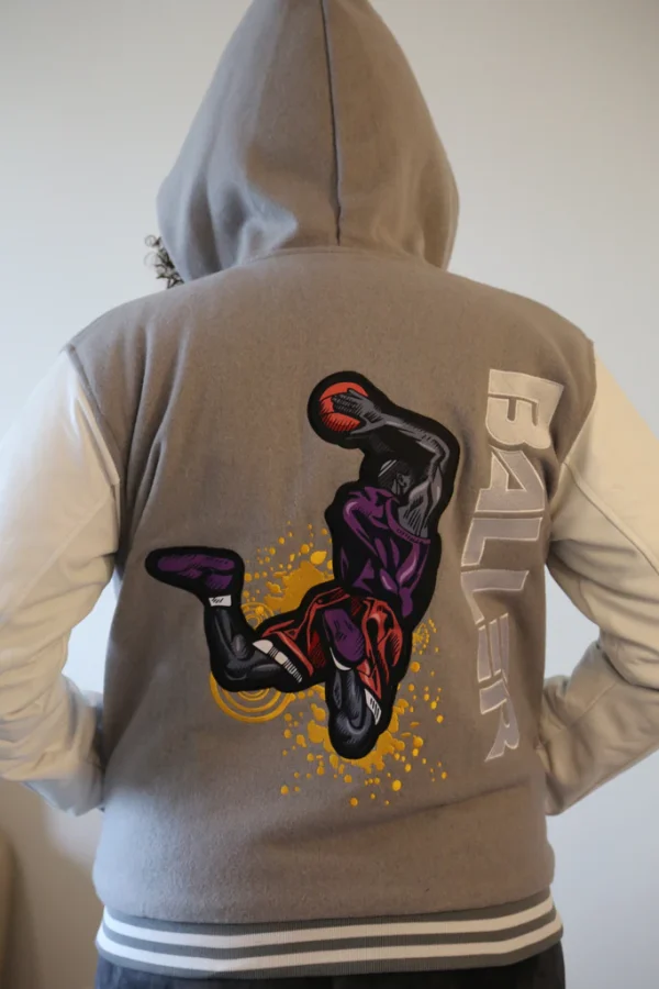Baller Wool/Leather Jackets with Hood - Image 2